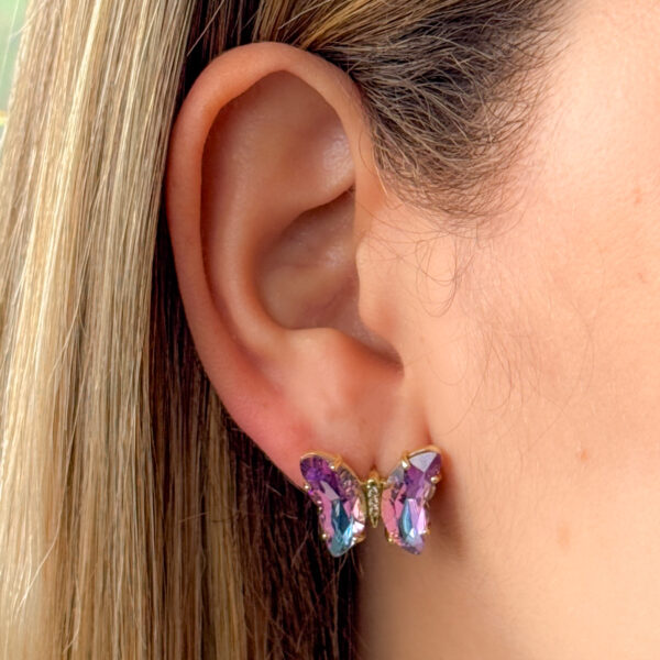 Aretes mariposa morado