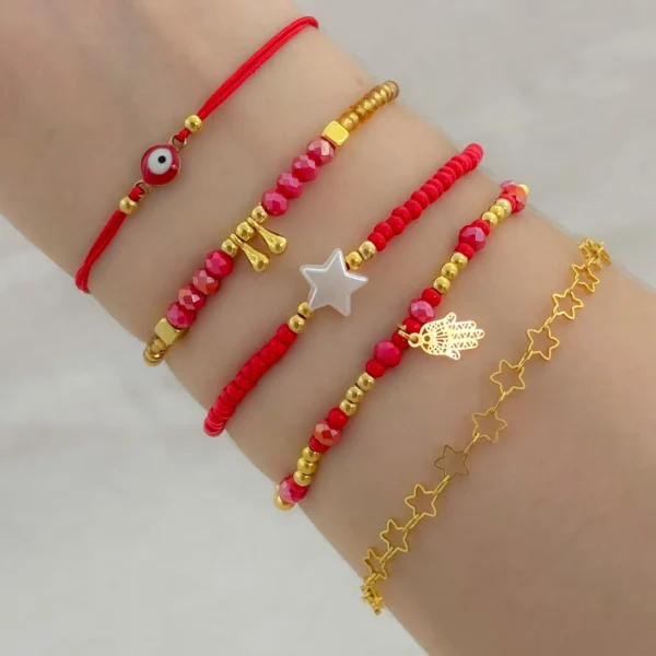 Set x 5 pulseras roja