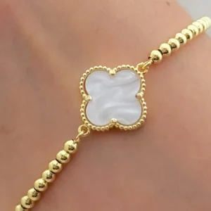 Pulsera Trebol blanca ajustable