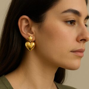 Aretes Corazones dorado