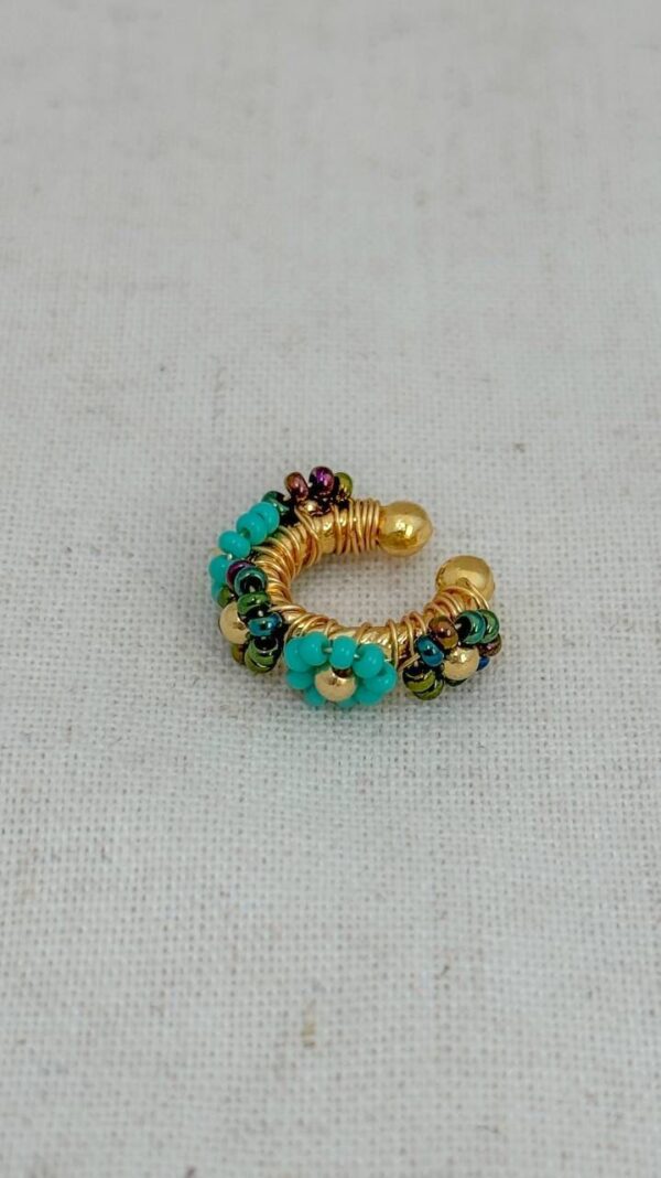 Earcuff Tejido flores verdes - Image 2