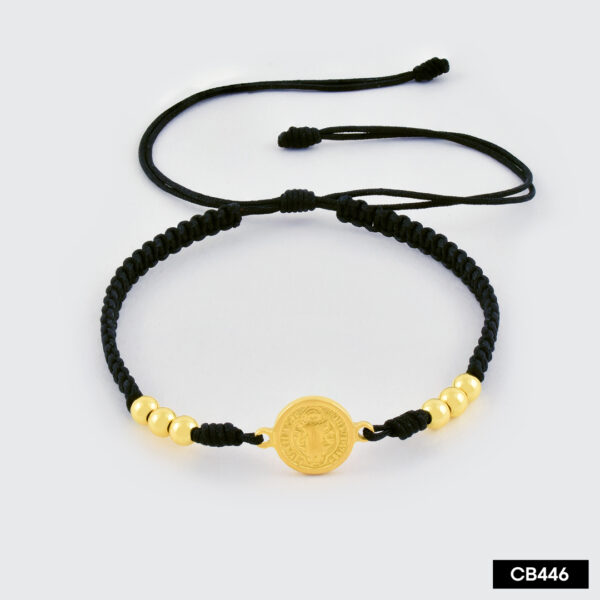 Pulsera tejida San Benito. Herraje: 1cm (Ajustable)