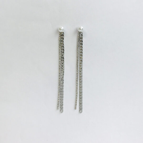 Aretes largos topo perla 11.5cm - Image 2