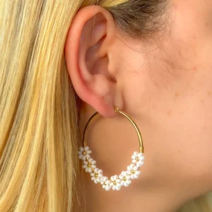 Aretes tejidos flores 4cm