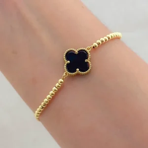 Pulsera Trebol negra ajustable
