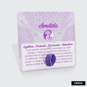 Conjunto cuarzo amatista 45cm. Dije: 1.5cm aprox. Aretes: 5mm