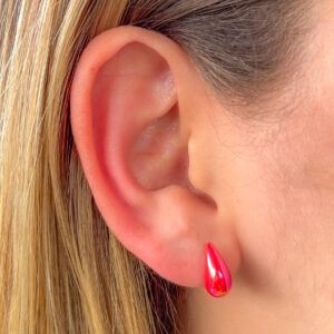 Arete gota roja tornasol 1.3 cm x 6mm