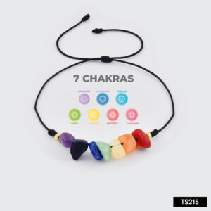 Pulsera tejida 7 chakras negra 7mm (Ajustable)