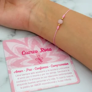 Pulsera cuarzo rosa ajustable